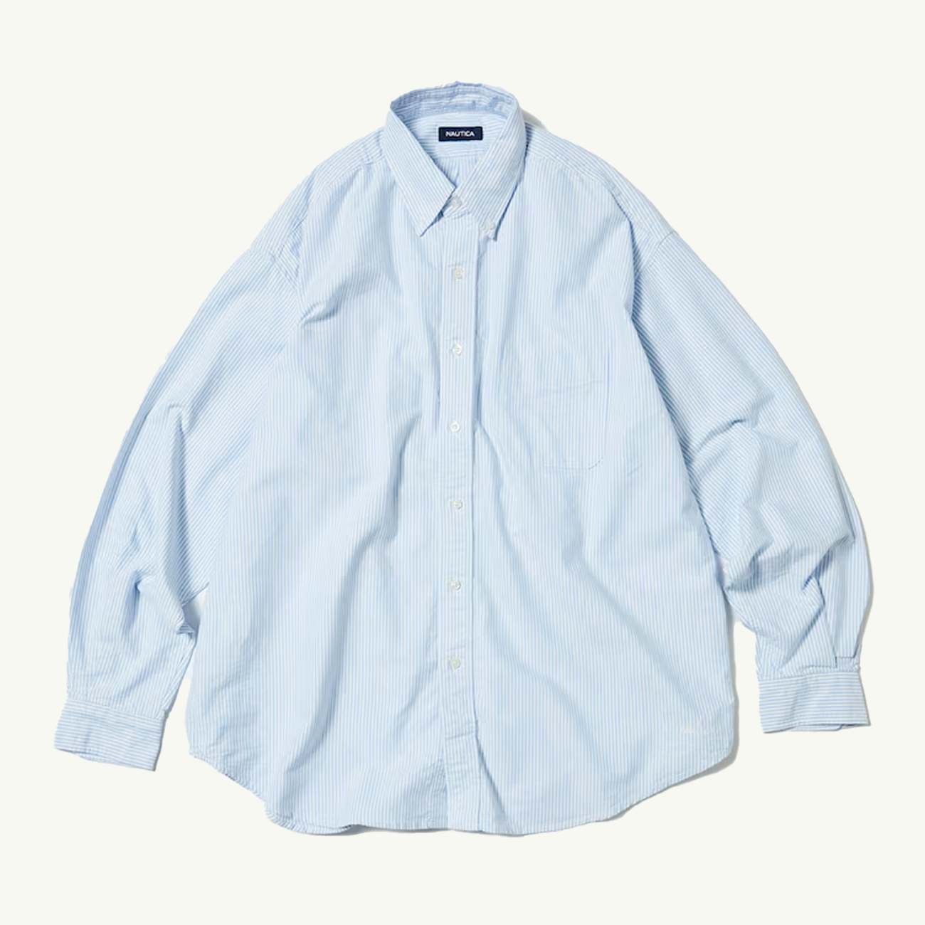 Bleached Oxford L/S Shirt - Sax/Off White Stripe