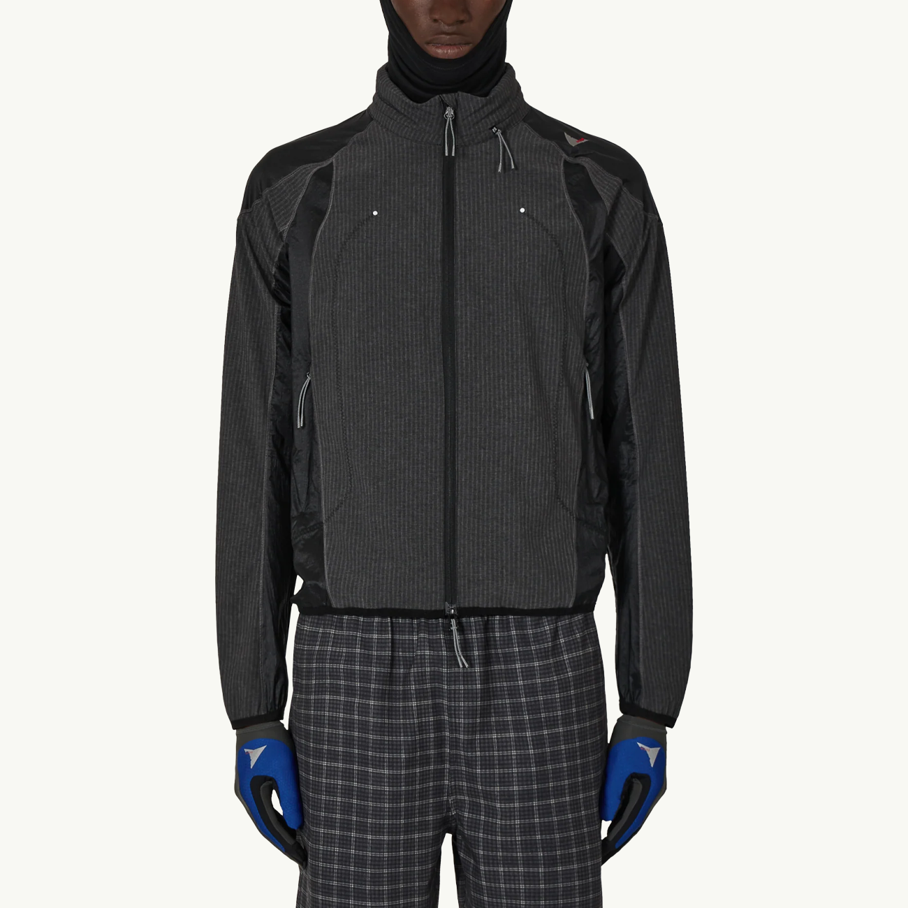 Numb Pinstriped Hooded Wind Jacket - Black