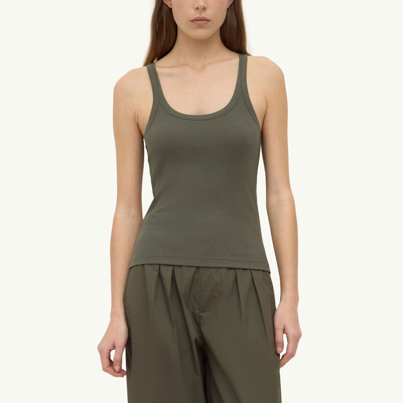 Charlie Rib Tank - Moss