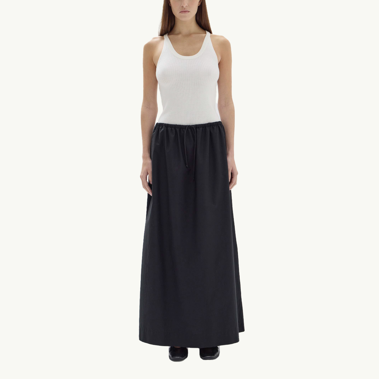 Philipa Poplin Midi Skirt - Black