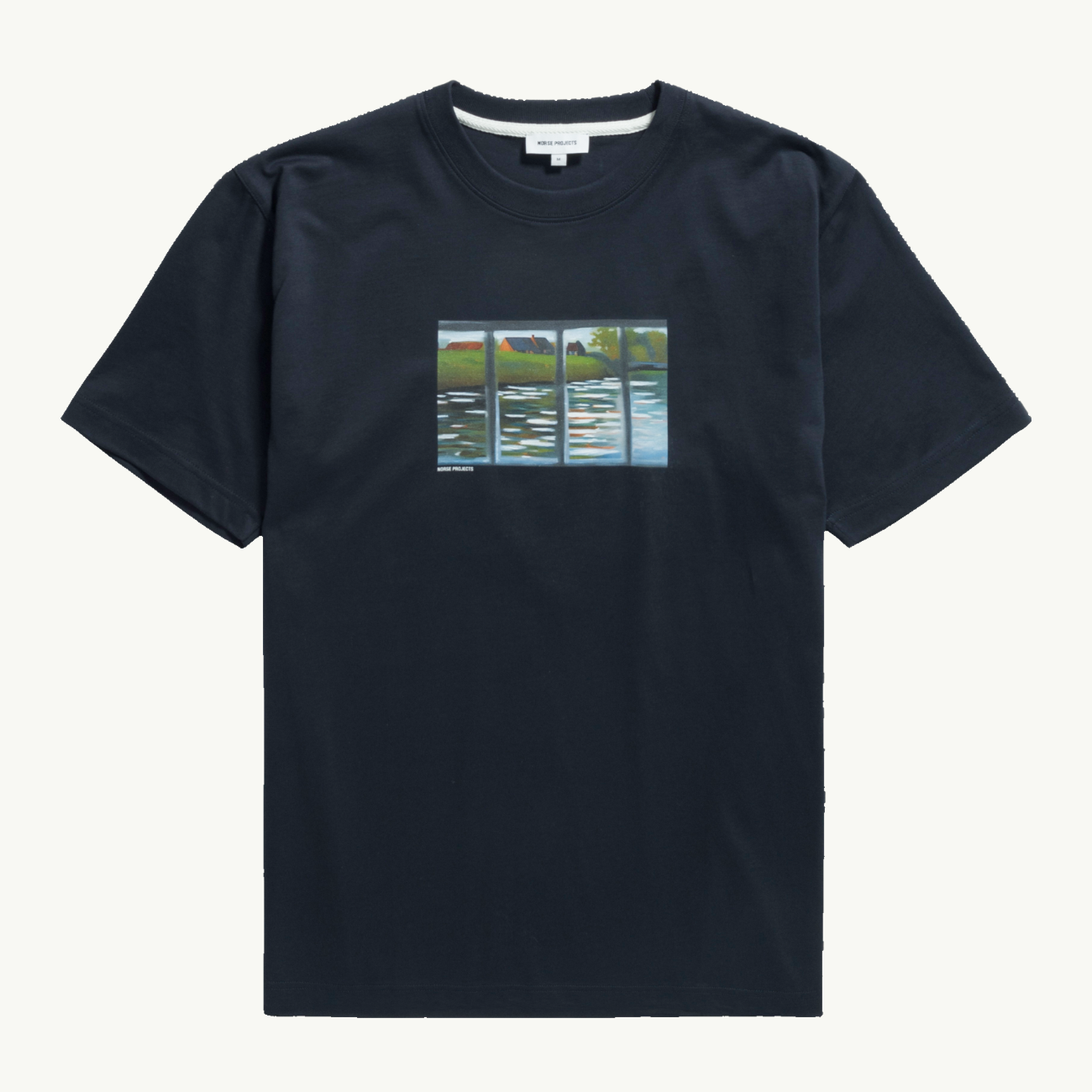 Johannes Organic 'Canal' Print T-Shirt - Dark Navy
