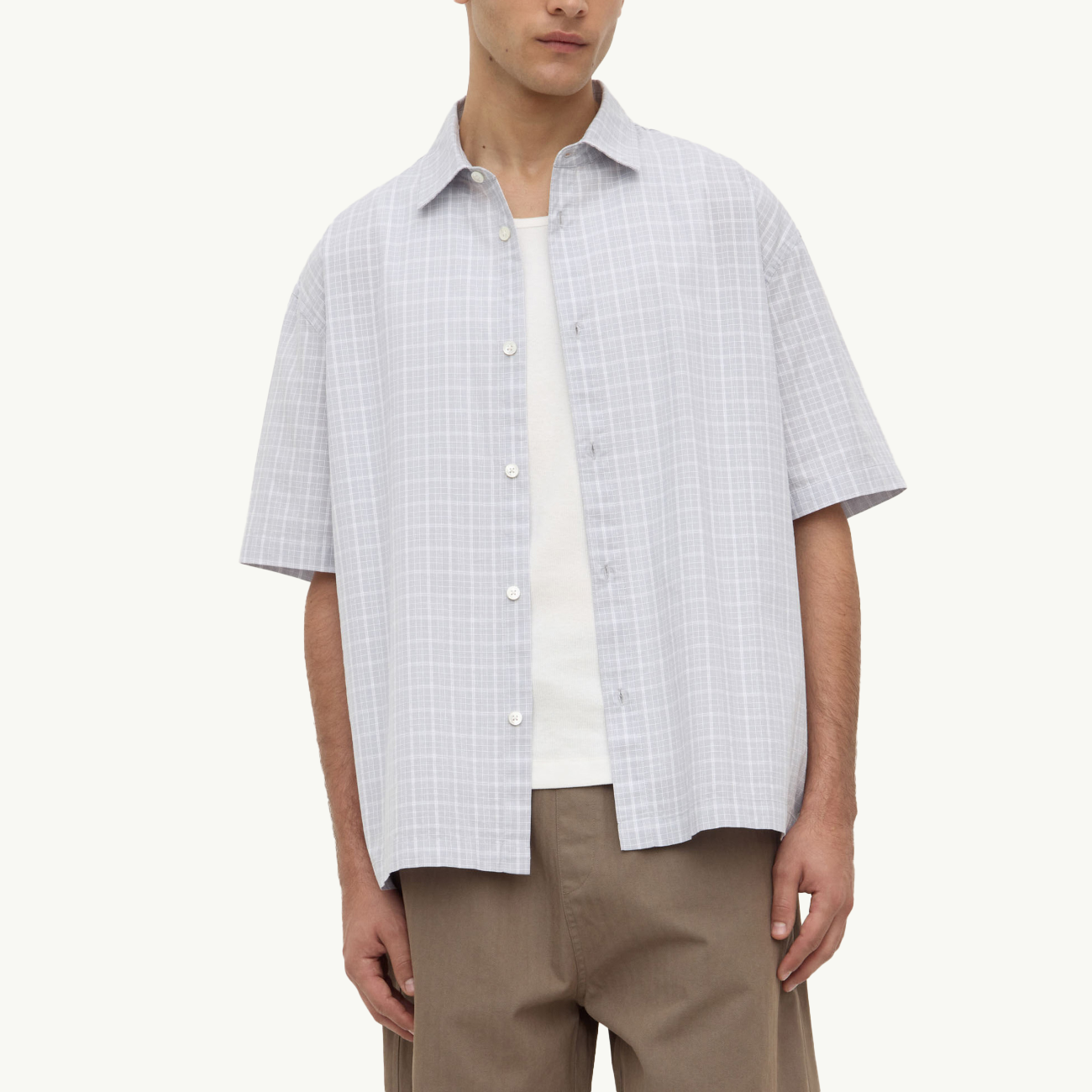 Jules Check Shortsleeve Shirt - Cloud/Antique White