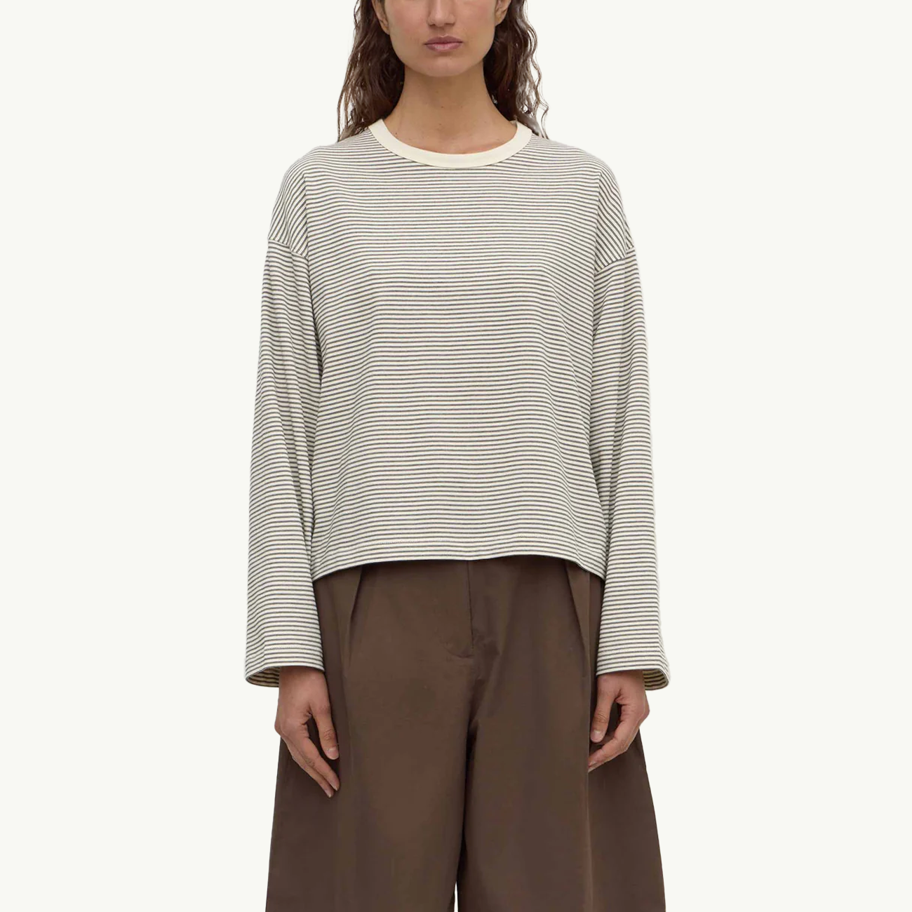 Malone Stripe Wide Sleeve Tee - Cream/Black