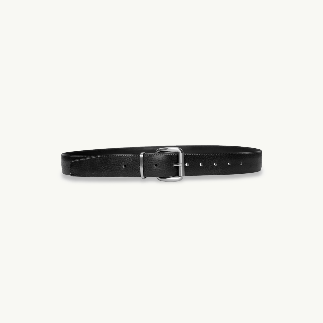 Folded Leather Belt - Black