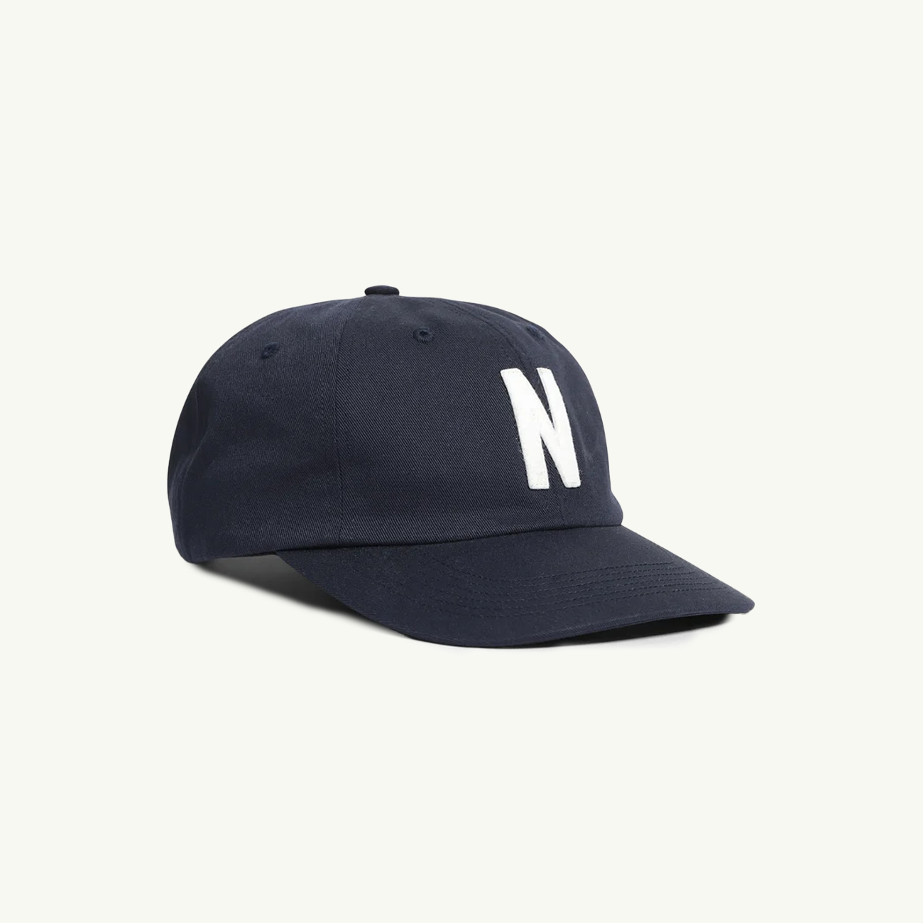 Light Canvas Felt N 8 Panel Cap - Dark Navy