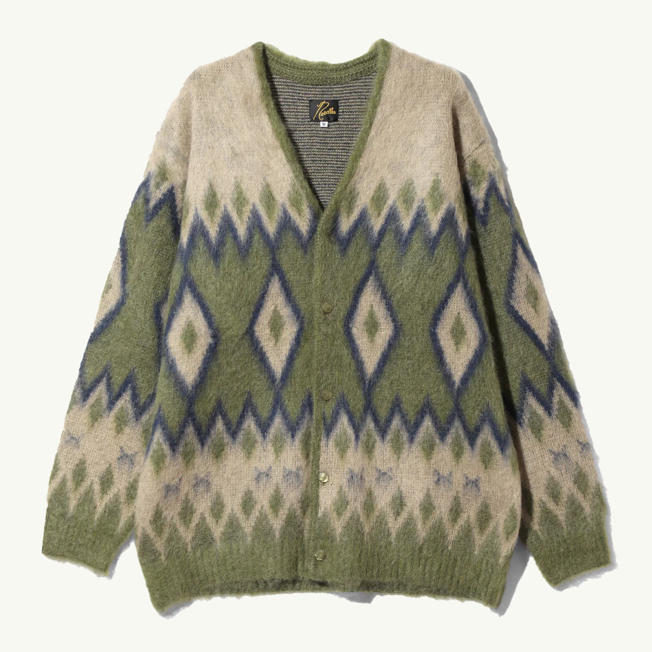 Mohair Cardigan Diamond - Olive