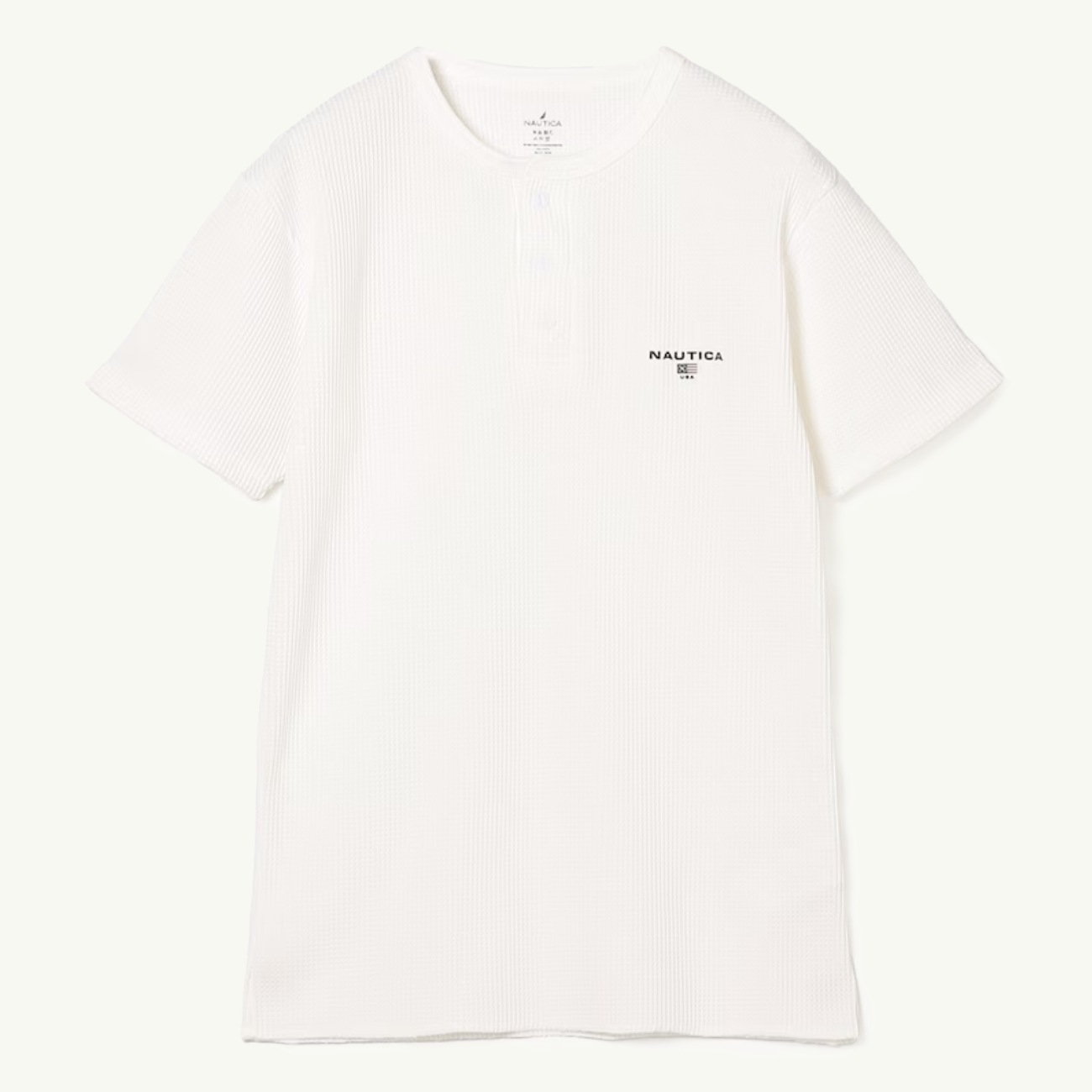 Waffle Henley Short Sleeve Tee - White