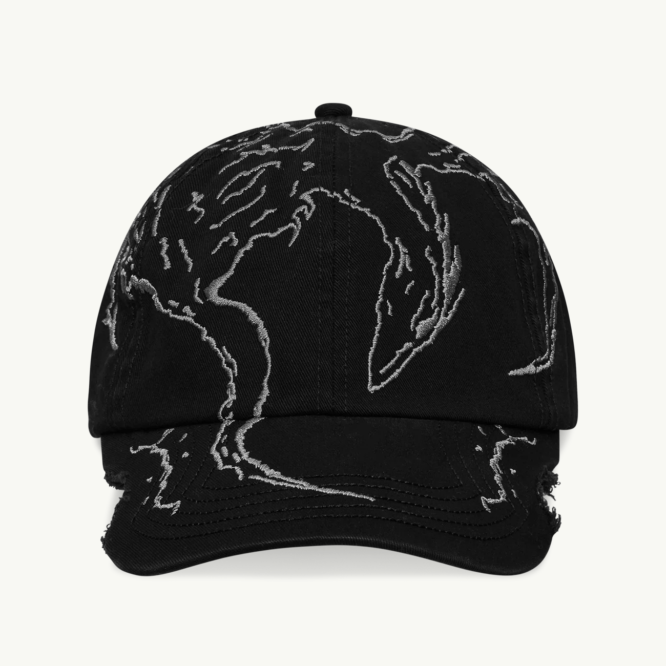 Ryli Embriodered 6 Panel Cap - Washed Black
