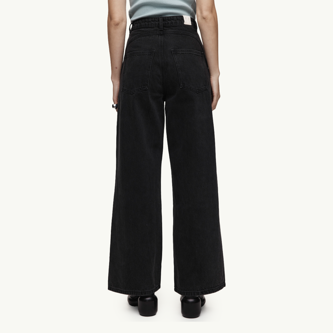 Wide Leg Jean - Washed Black