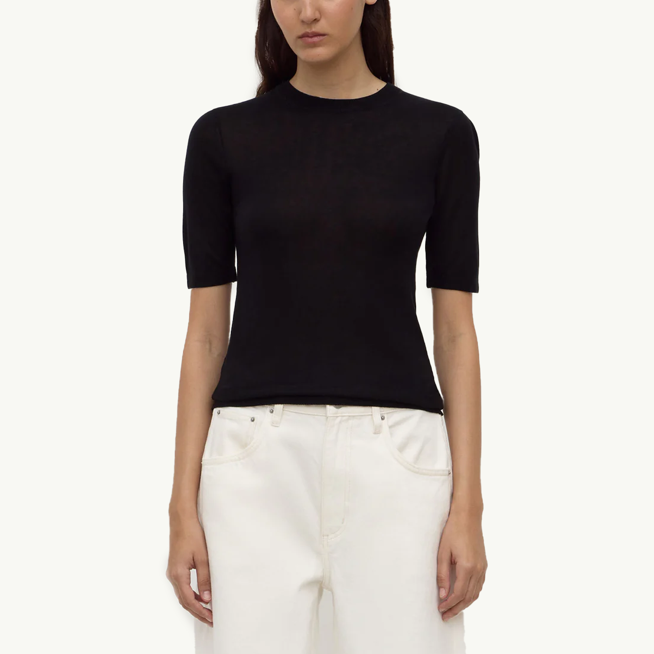 Mina Silk Knit Tee - Black