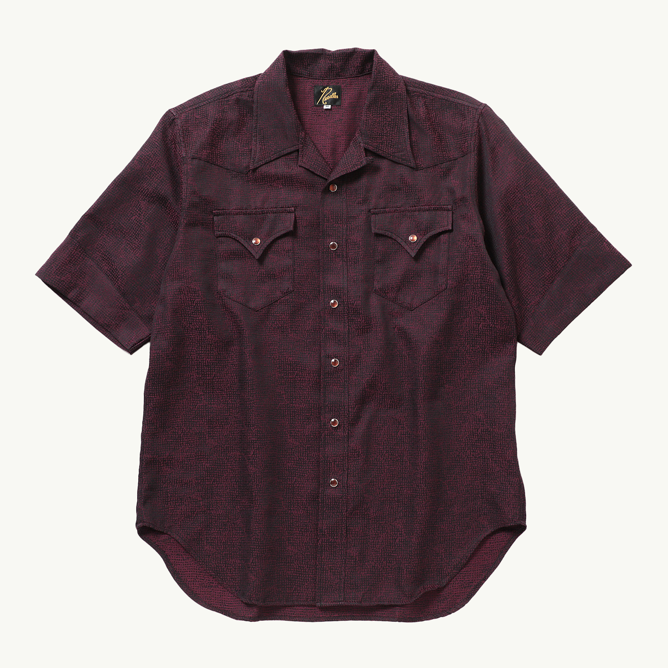 Western Blouse Micro Shadow Plaid - Burgundy