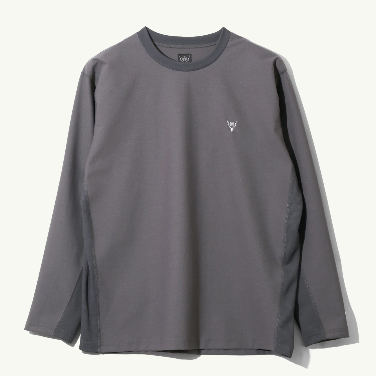 Base Layer Crew Neck Shirt Stretch Jersey - Charcoal