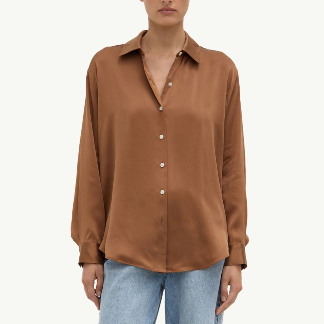 Pippa Silk Longsleeve Shirt - Bronze