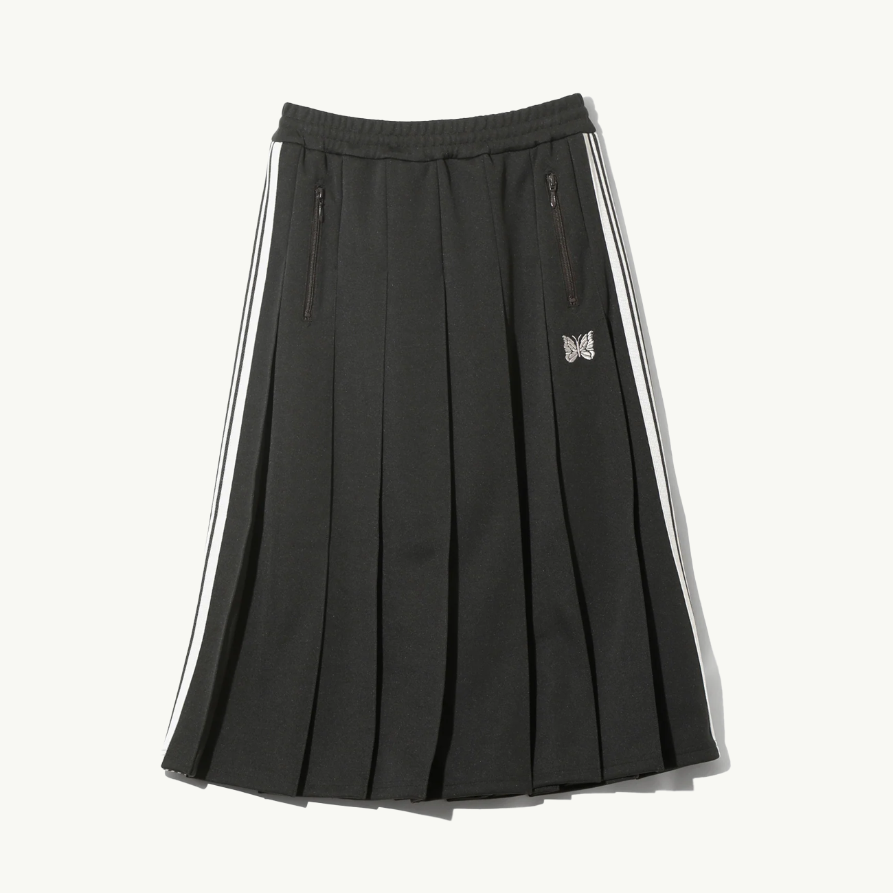 Pleated Track Skirt Poly Smooth  - Charcoal