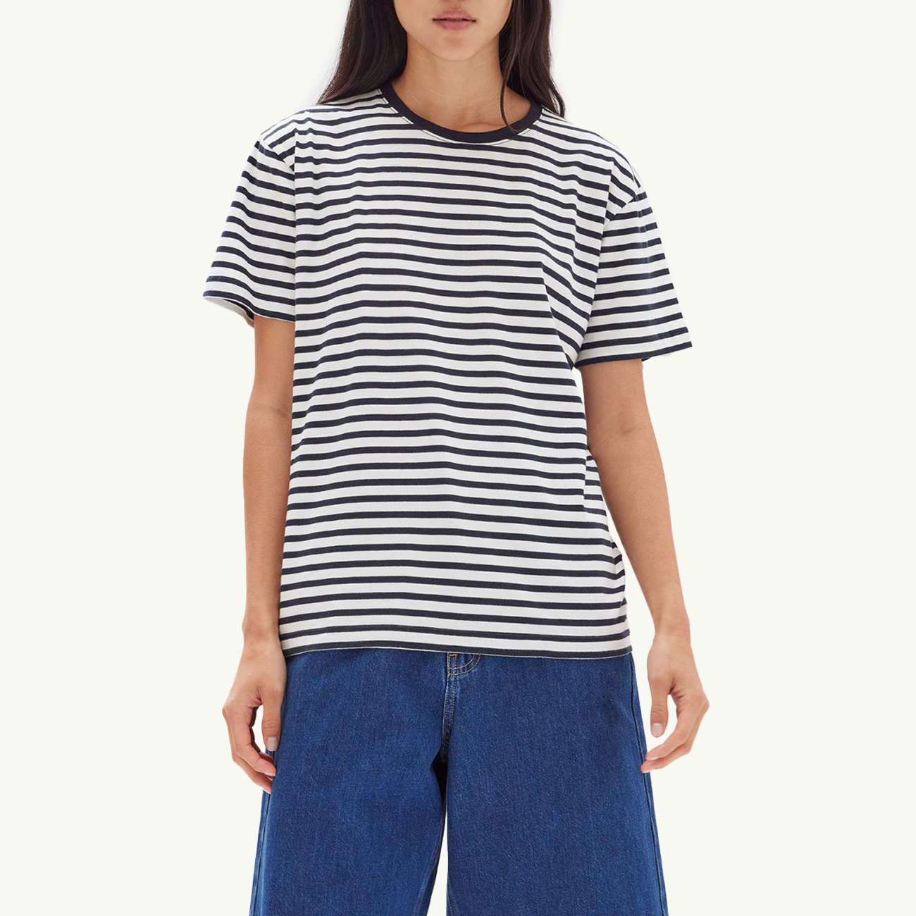 Harbour Stripe Short Sleeve - True Navy/White