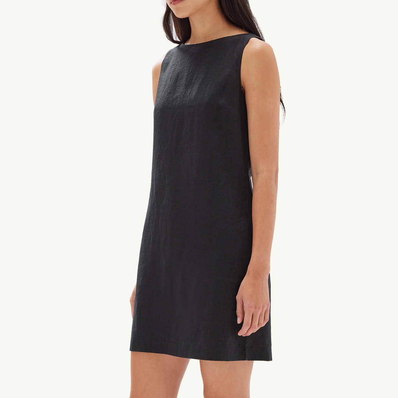 Nadine Linen Mini Dress - Black