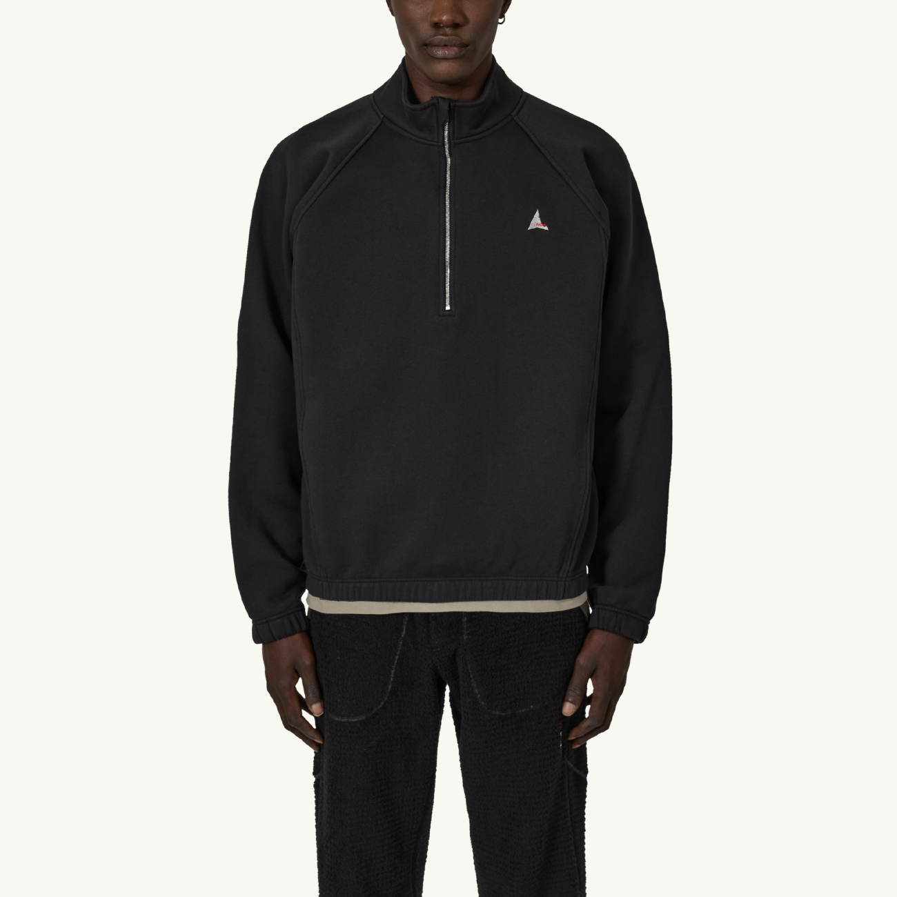 Logo 490Gsm Heavy Half Zip - Black