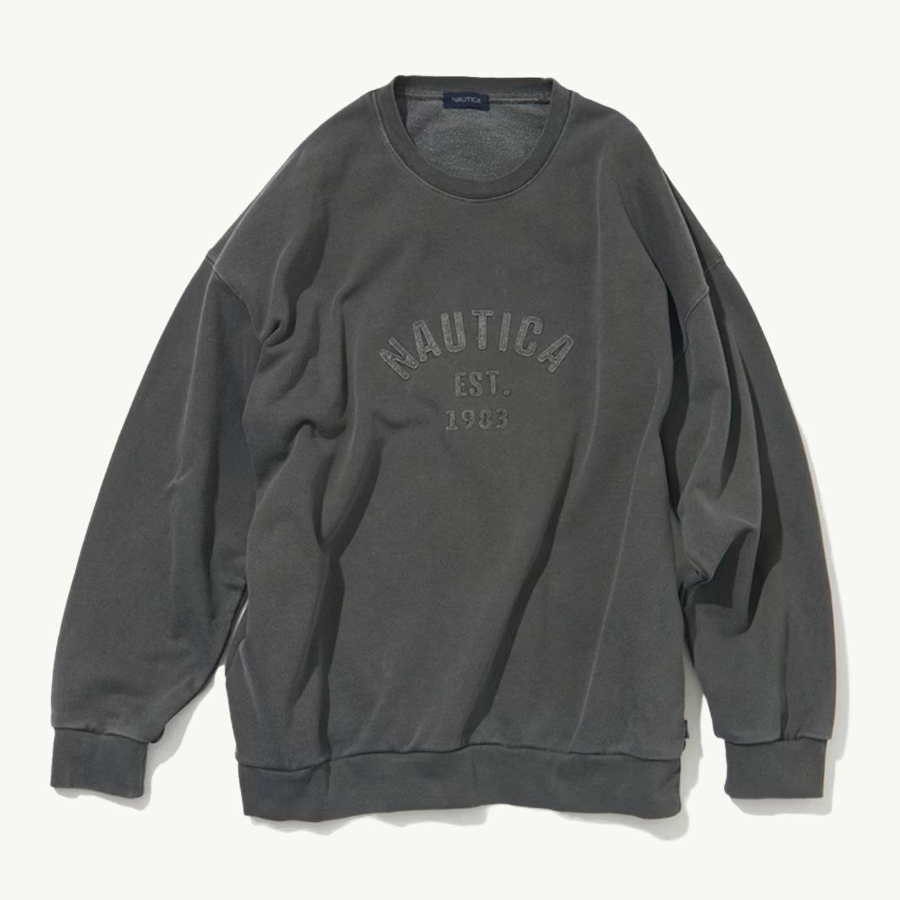 Garment Pigment Dyed Felt Logo Crew - Charcoal