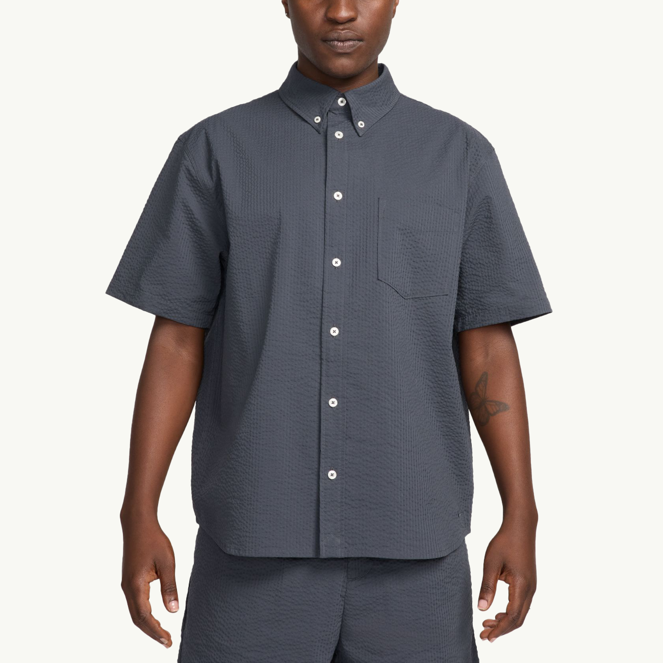 Nike Life SS Seersucker Button-Down Shirt - 'Anthracite'