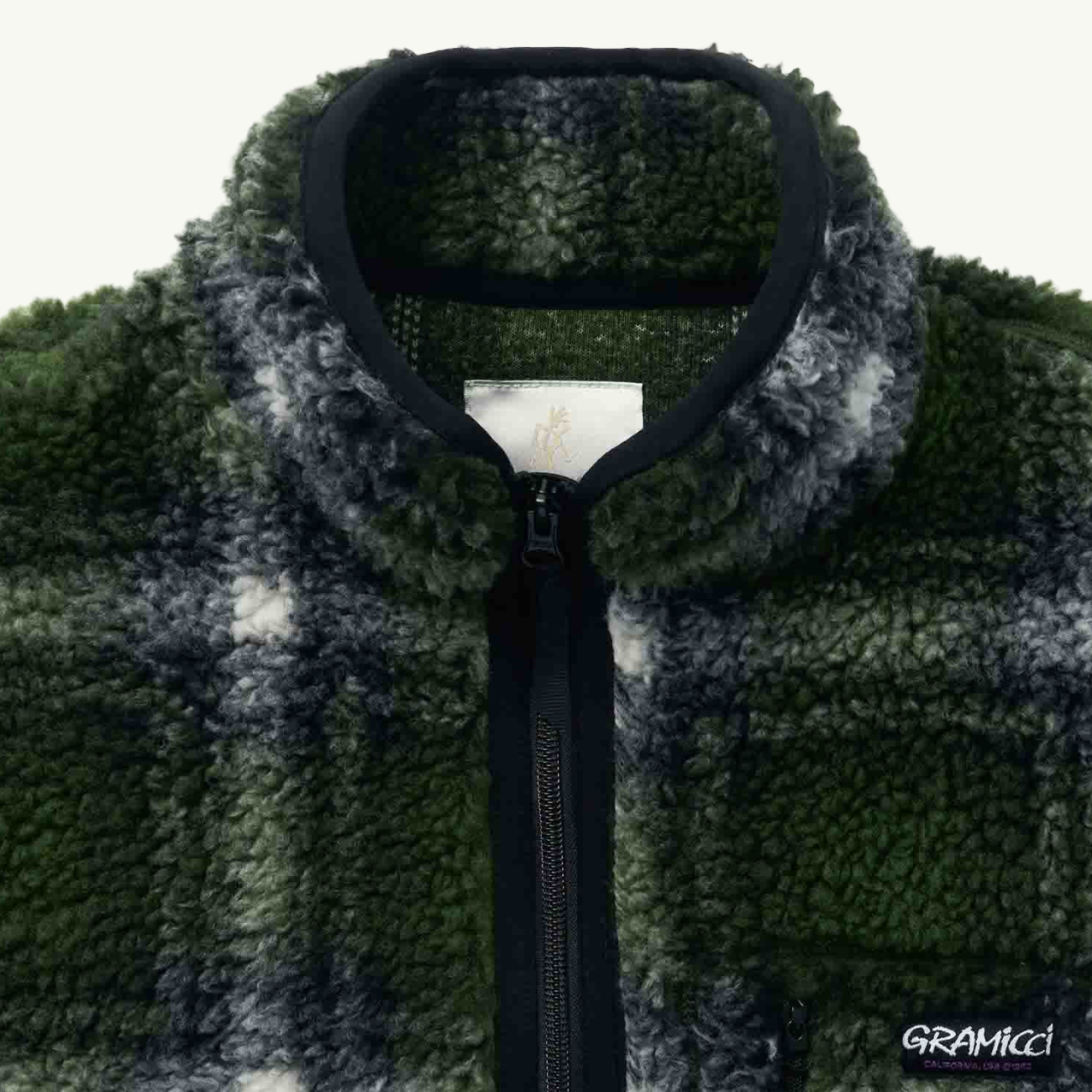 Shadow Plaid Sherpa Jacket - Olive Shadow Plaid