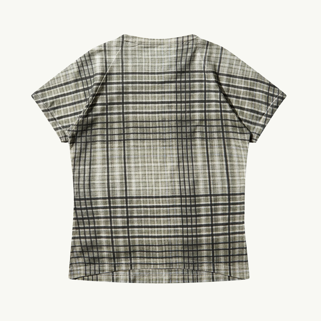 Taba Printed Check Baby Tee - Sage Green