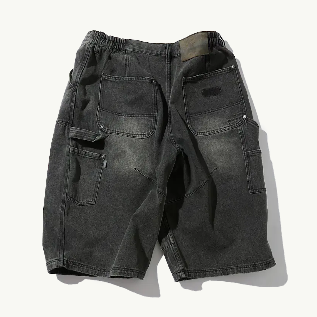 Super Wide Curve Double Knee Crop Denim - Black