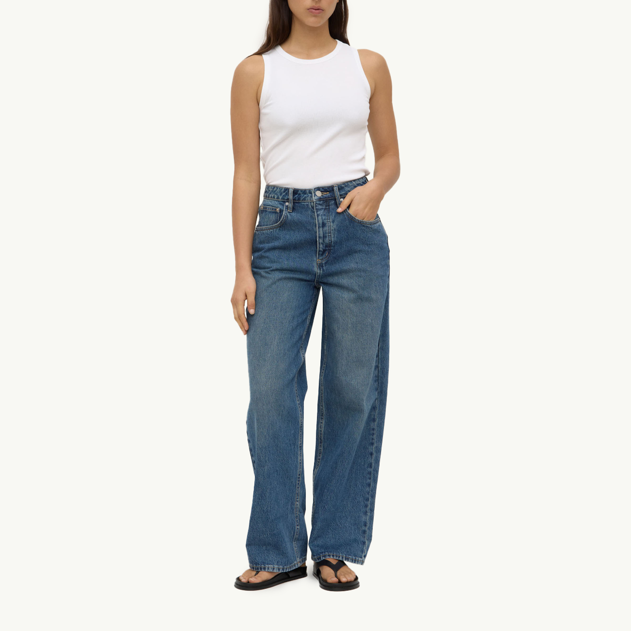 Oversized High Rise Jean - Dark Indigo Fade