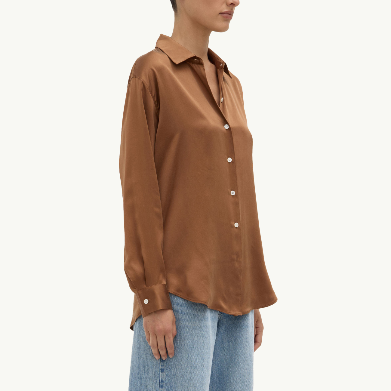 Pippa Silk Longsleeve Shirt - Bronze