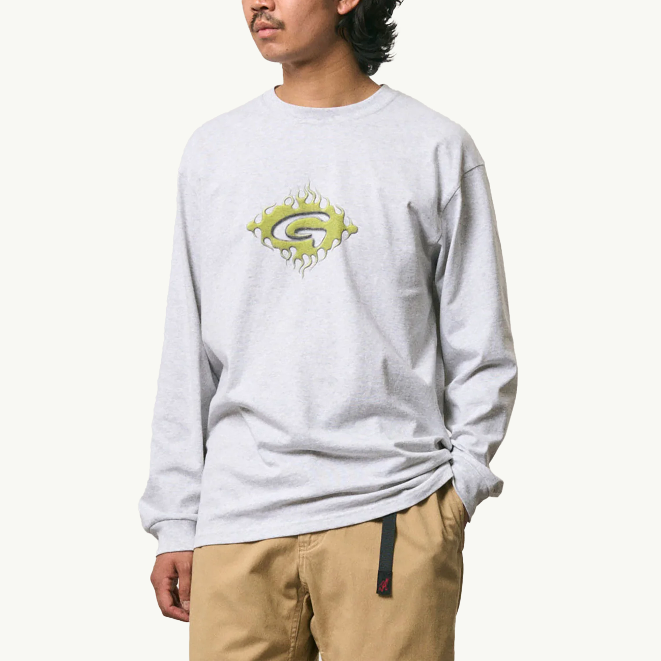 Flames LS Tee - Ash Heather