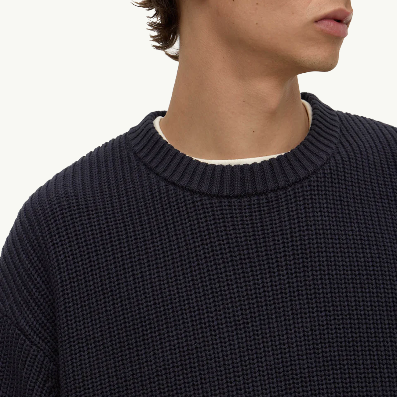 Carson Cotton Rib Knit - True Navy