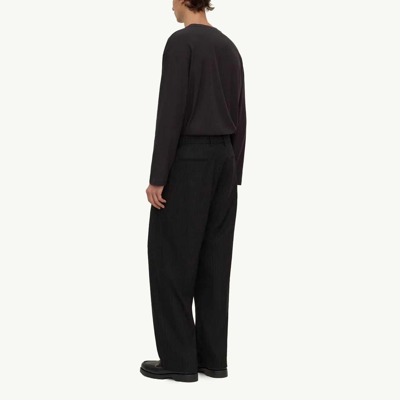 Brody Tapered Wool Pant - Black Pinstripe