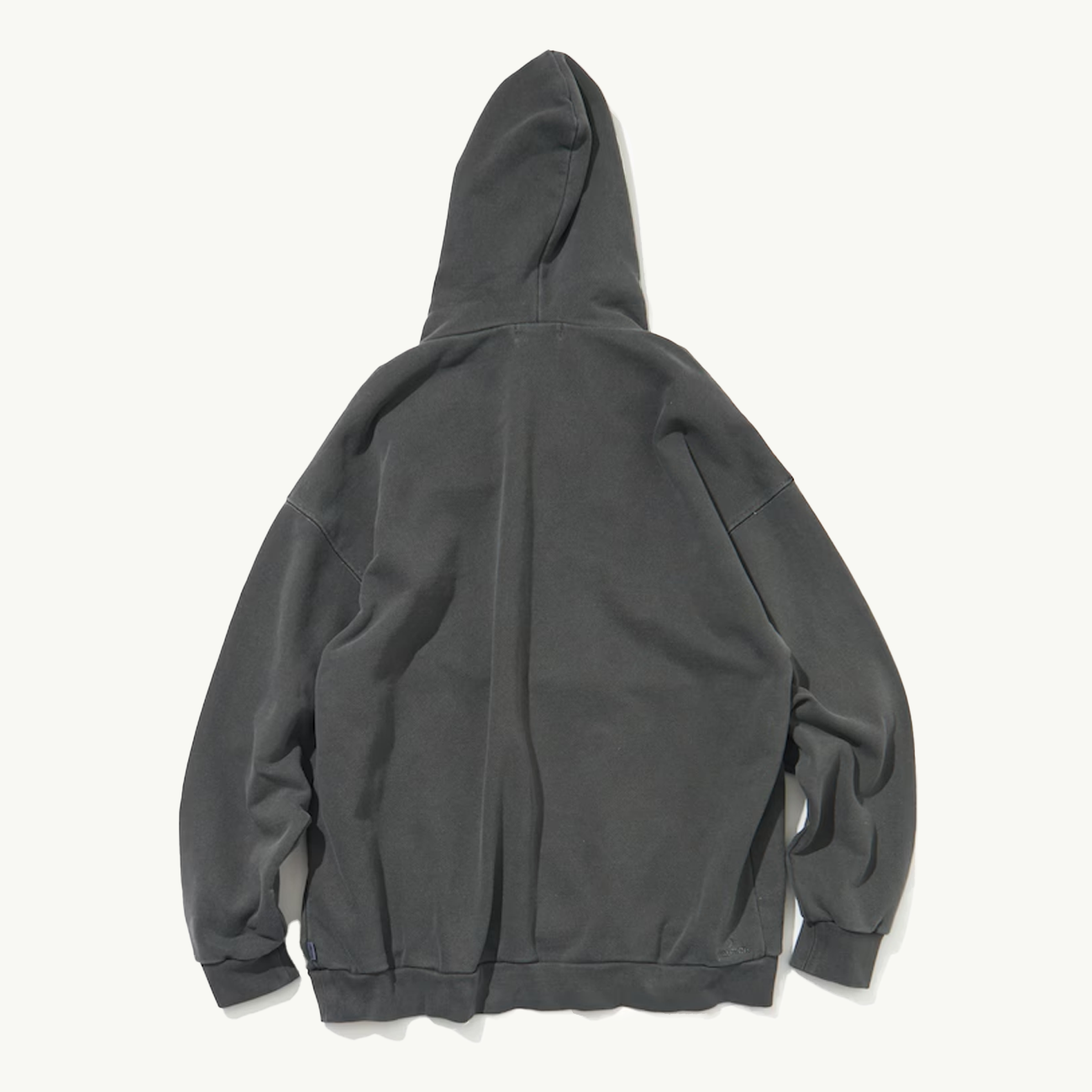 Garment Pigment Dyed Felt Logo Hoodie - Charcoal