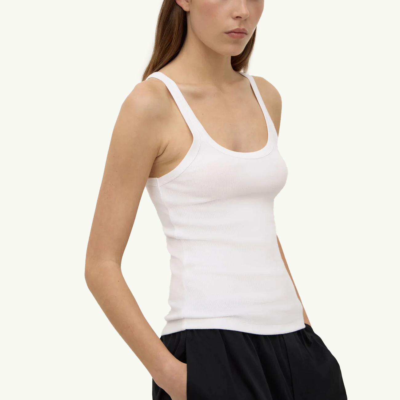 Charlie Rib Tank - White