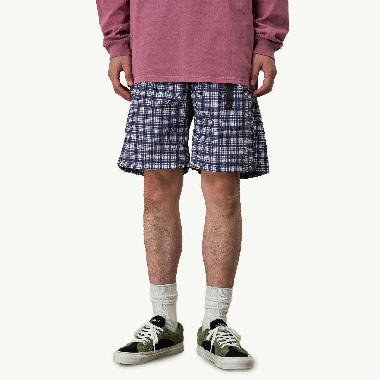 Checkered Shell Short - Navy Check