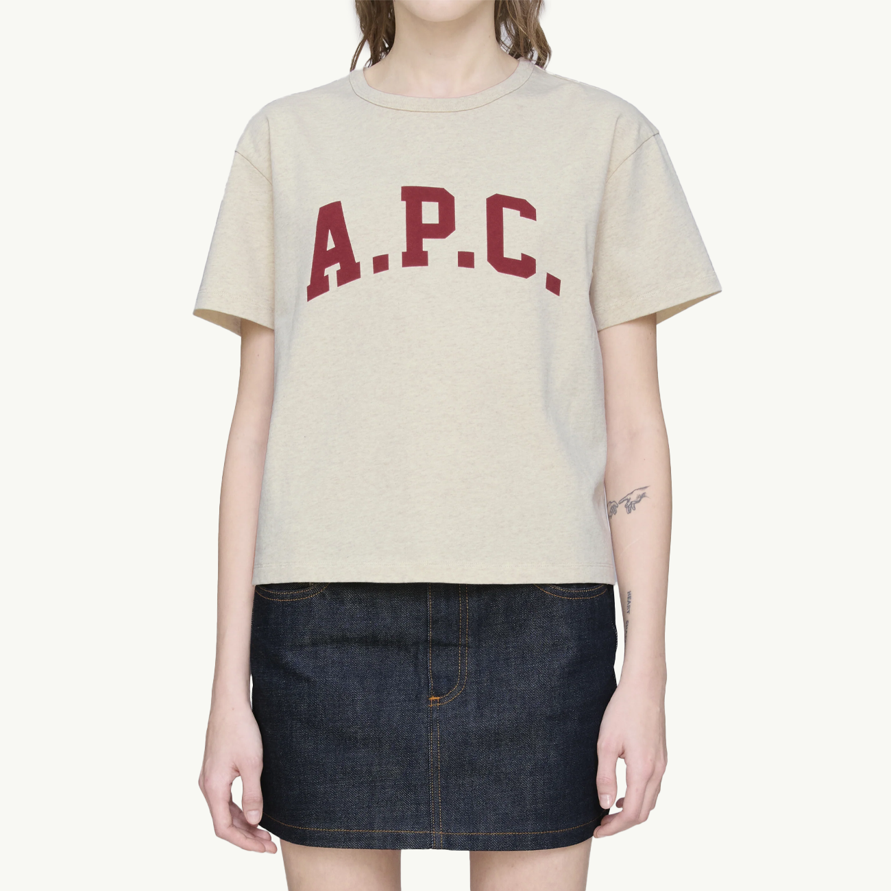 Margaret T-Shirt - Ecru Chine/Red