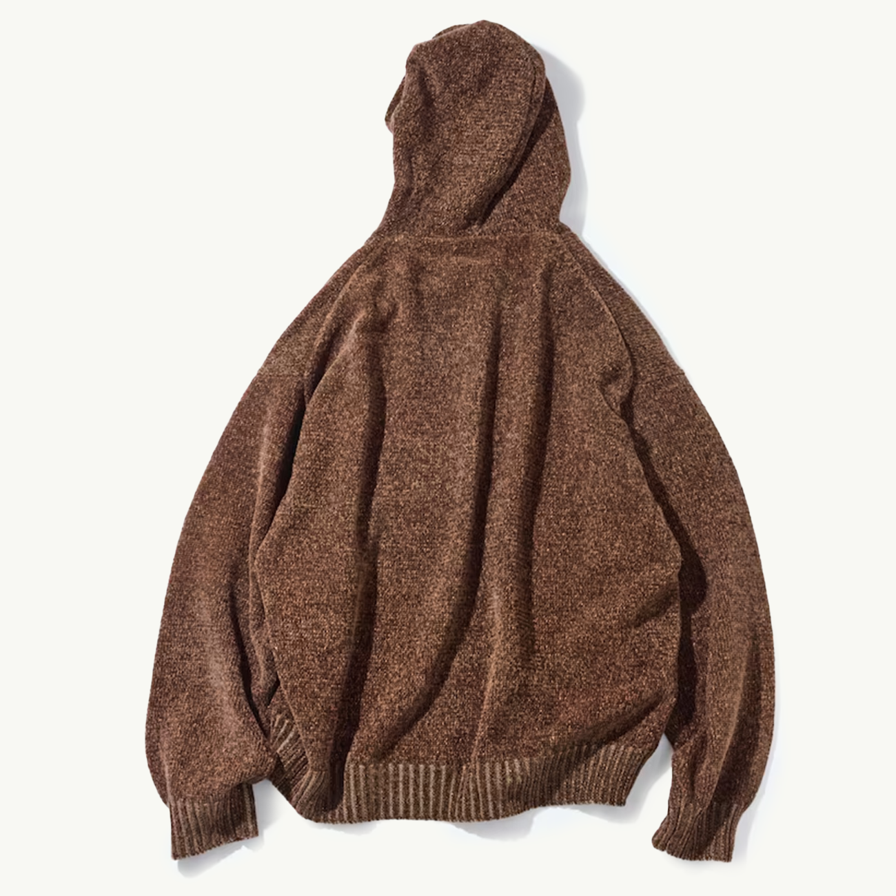 Mall Yarn Sweater Zip Hoodie - Brown