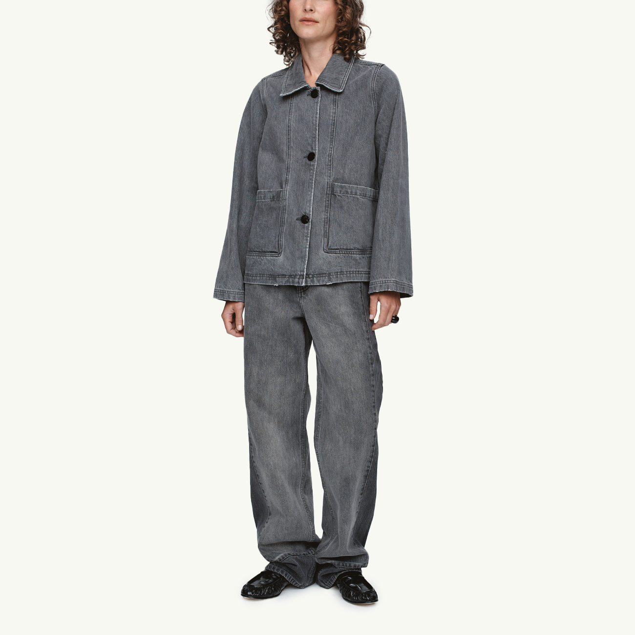 Cropped Pea Jacket - Stone