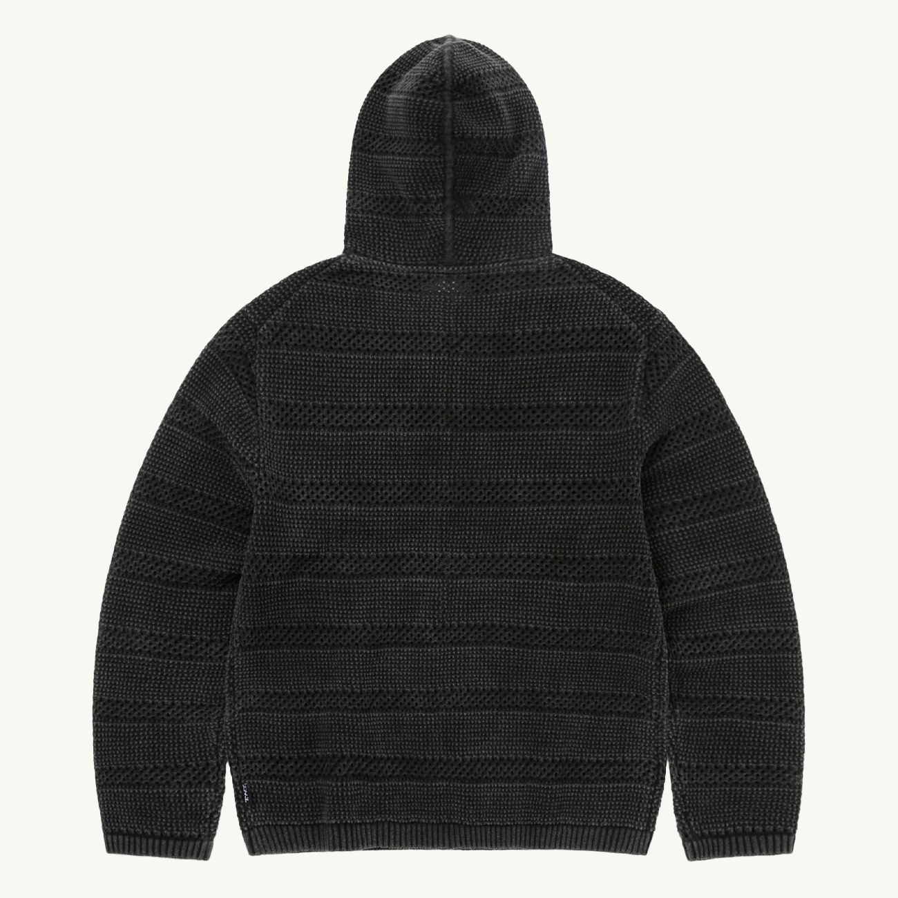 Crochet Knit Zip Hoodie - Washed Black