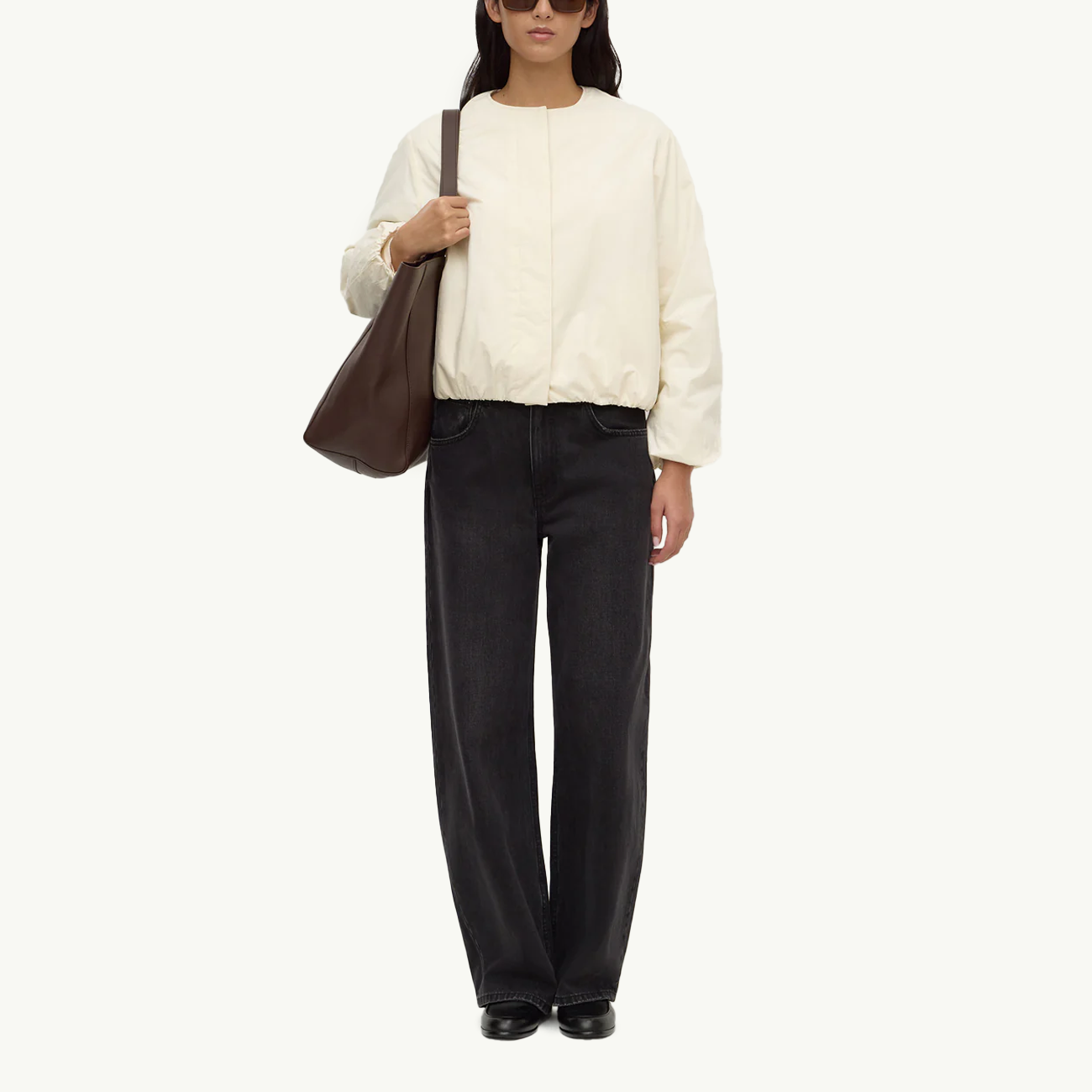 Zoie Padded Bomber Jacket - Antique White
