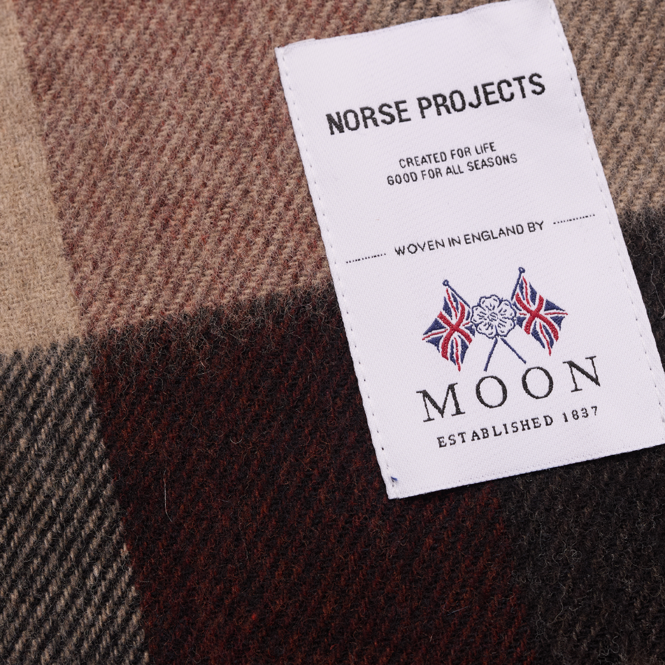Norse Moon Merino Lambswool Checked Scarf - Espresso