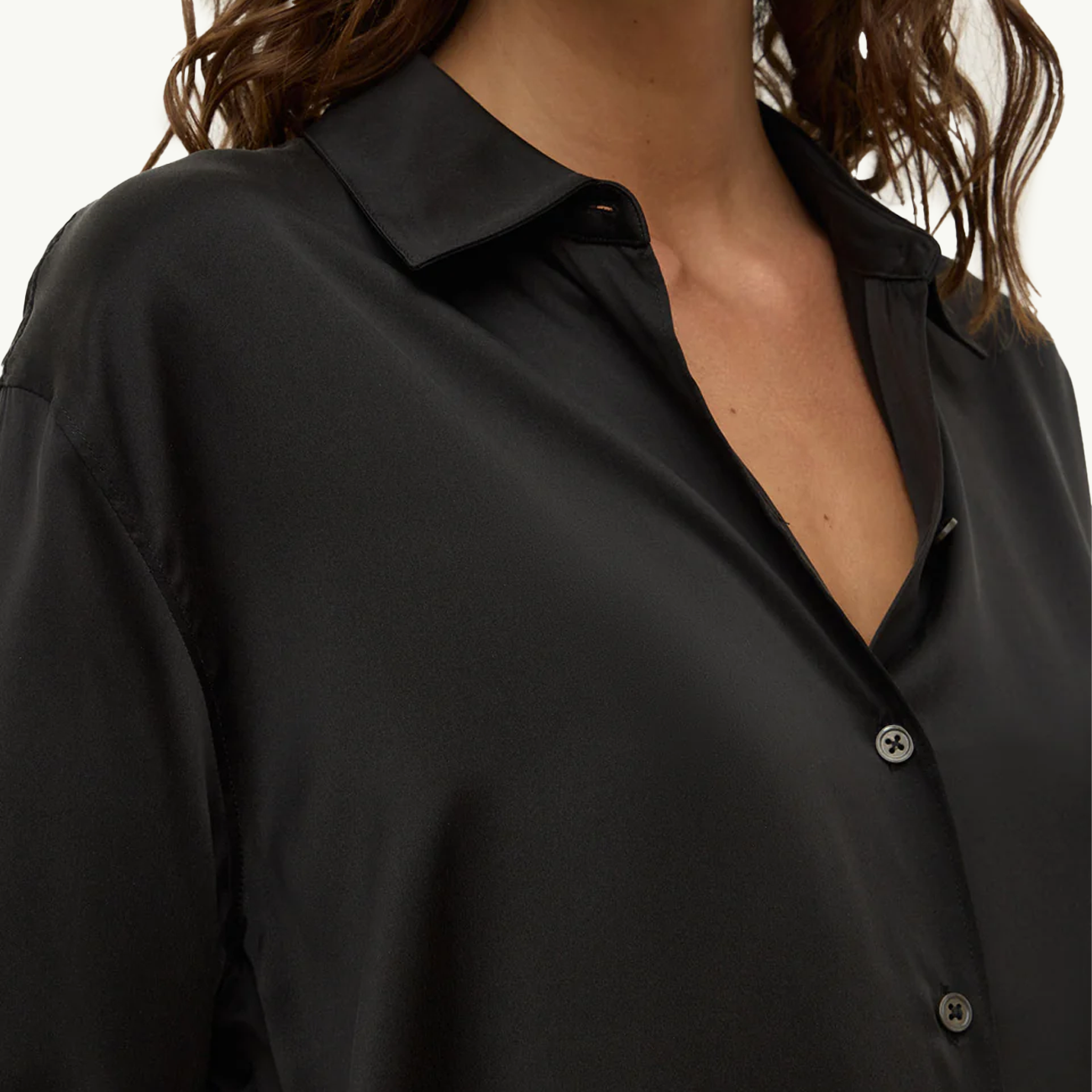 Pippa Silk Longsleeve Shirt - Black