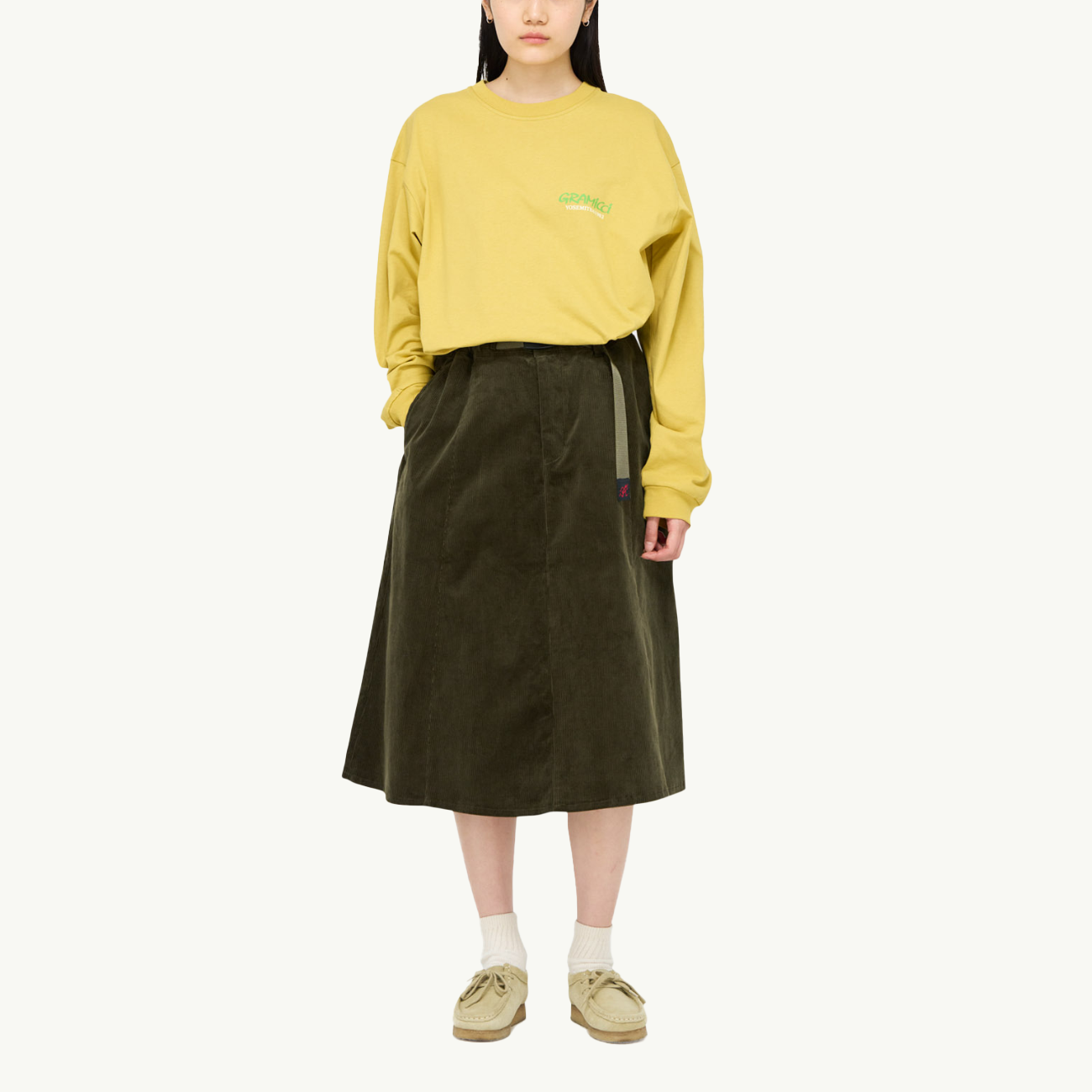 Women's Paneled Midi skirt - Olive Green