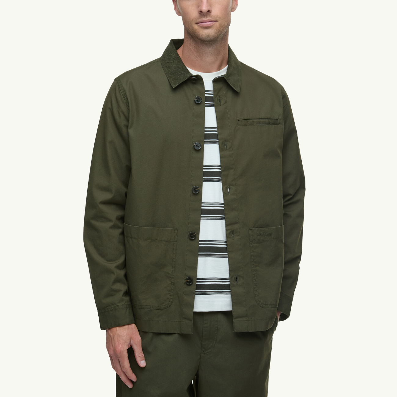 Cole Tailored Poplin Overshirt - Olive