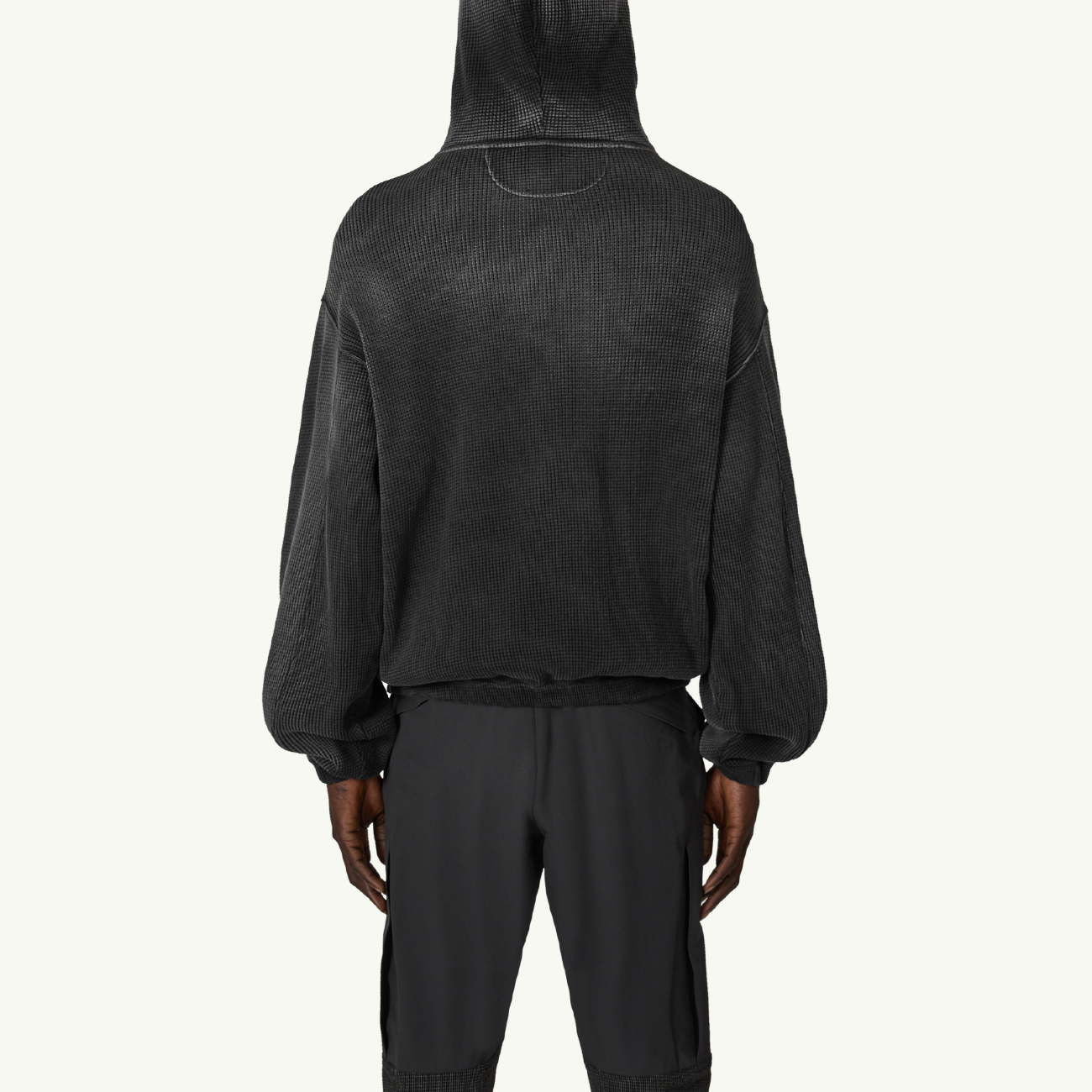 Bee Sun Faded Waffle Zip Up Hoodie - Black