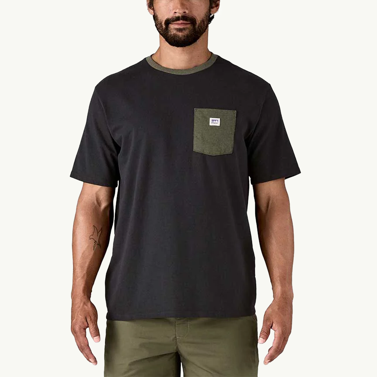 Shop Sticker Pocket Responsibili-Tee - Black/Basin Green