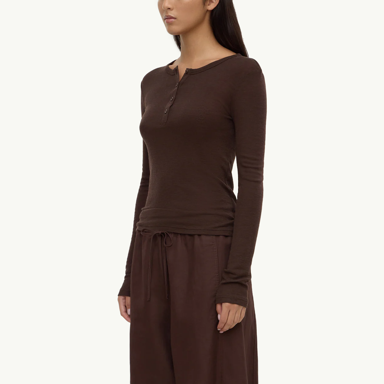 Nora Merino Wool Henley - Ganache