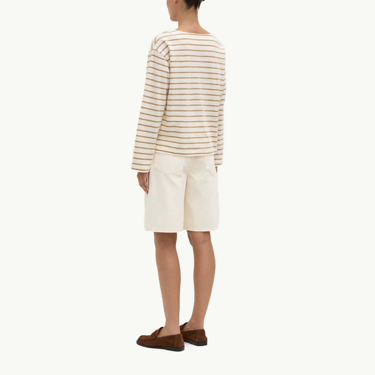 Bonne Longsleeve Tee - White/Tan