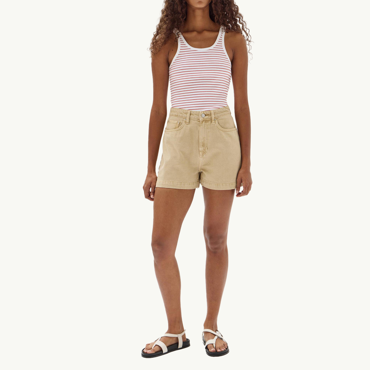 Boxy Denim Short - Tan