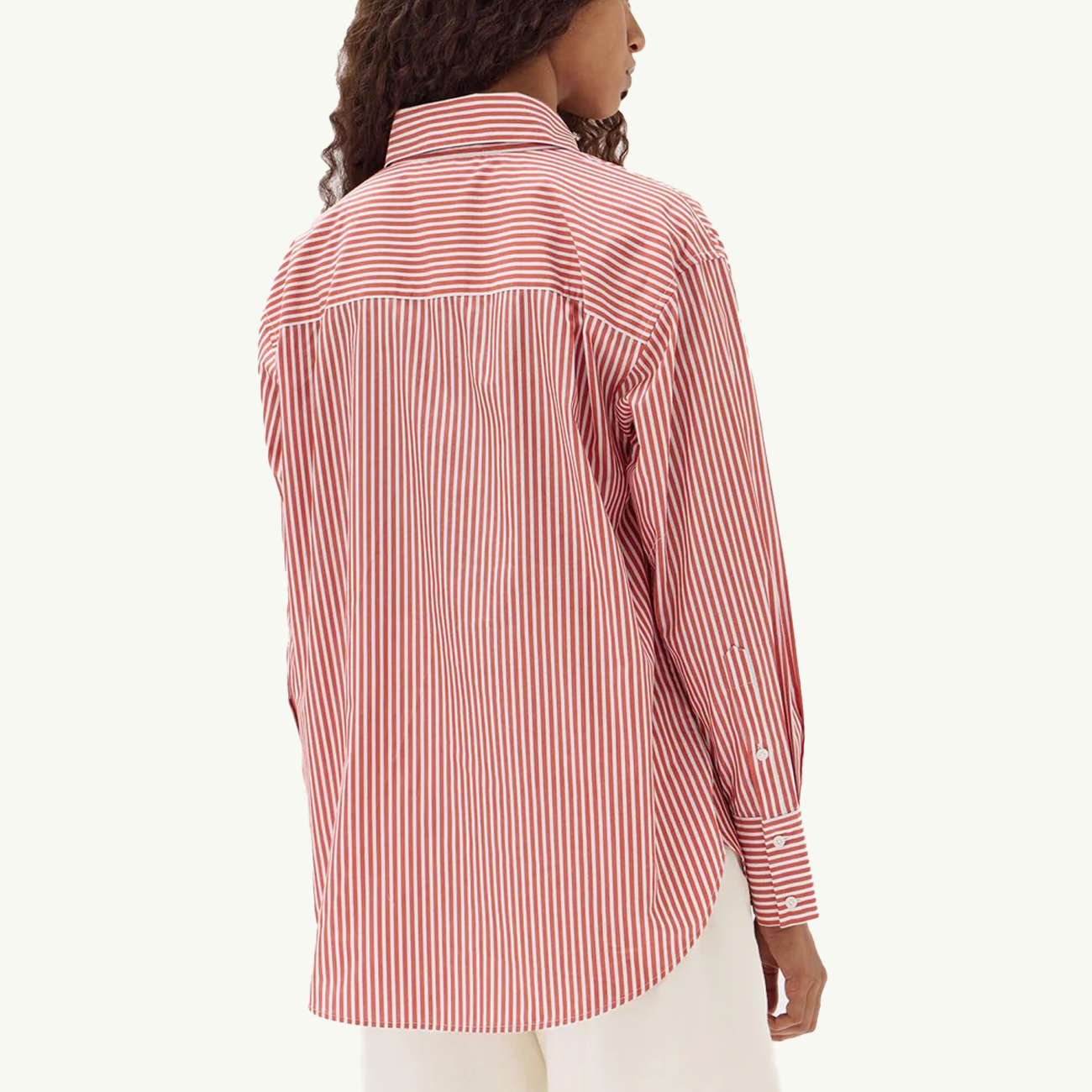 Signature Poplin Shirt - Papaya/White Stripe