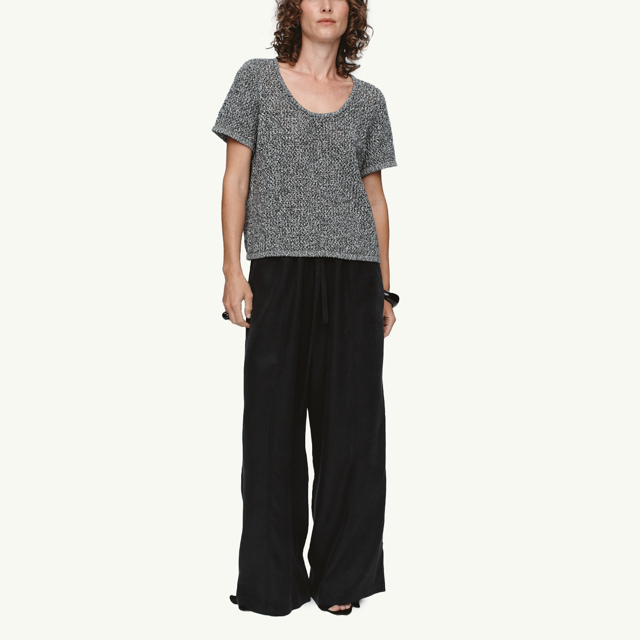 Rumi Top - Black/Ivory Melange